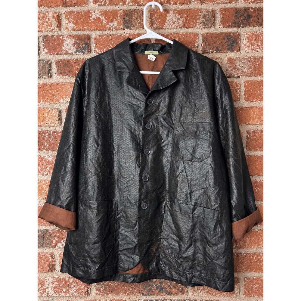 Dosa Textured 100% Silk Chore Jacket 3 Artisanal Coat Lagenlook Avant Garde